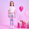 imageVIKITA Girls Soft Stretchy Leggings Sparkly Active Workout Pants for Toddler Kids Colorful Pattern Ages 212Light Blue Pink