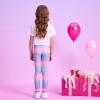 imageVIKITA Girls Soft Stretchy Leggings Sparkly Active Workout Pants for Toddler Kids Colorful Pattern Ages 212Light Blue Pink