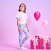 imageVIKITA Girls Soft Stretchy Leggings Sparkly Active Workout Pants for Toddler Kids Colorful Pattern Ages 212Pastel Green