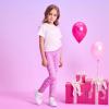 imageVIKITA Girls Soft Stretchy Leggings Sparkly Active Workout Pants for Toddler Kids Colorful Pattern Ages 212Rose Red
