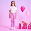 imageVIKITA Girls Soft Stretchy Leggings Sparkly Active Workout Pants for Toddler Kids Colorful Pattern Ages 212Rose Red