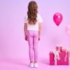 imageVIKITA Girls Soft Stretchy Leggings Sparkly Active Workout Pants for Toddler Kids Colorful Pattern Ages 212Rose Red