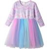 imageVIKITA Girls Rainbow Mermaid Tutu Dress Long Sleeve Sparkling Scales Party Tulle Princess Dresses for 310 YearsPink Blue