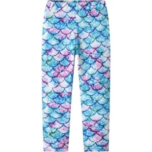 imageVIKITA Girls Soft Stretchy Leggings Sparkly Active Workout Pants for Toddler Kids Colorful Pattern Ages 212Green Blue