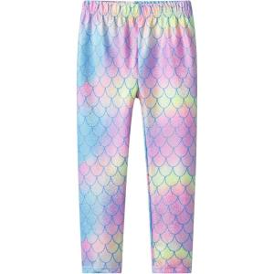 imageVIKITA Girls Soft Stretchy Leggings Sparkly Active Workout Pants for Toddler Kids Colorful Pattern Ages 212Pastel Green