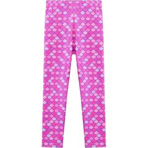 imageVIKITA Girls Soft Stretchy Leggings Sparkly Active Workout Pants for Toddler Kids Colorful Pattern Ages 212Rose Red