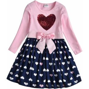 imageVIKITA Girls Dresses Pink Winter Clothes Sparkling Long Sleeve Outfits for Little Kids 212 YearsAlh5740