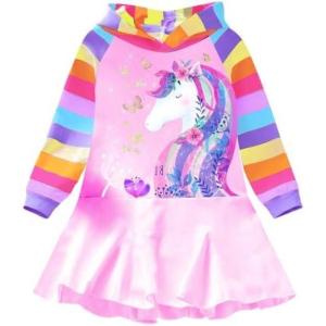 imageVIKITA Toddler Girls Dresses Winter Hoodie Clothes Colorful Sequins Long Sleeve Cotton Sweatshirt for Little Kids 38 YearsAlh7619