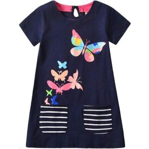 imageVIKITA Girls Casual Dresses Summer Girls Clothes Short Sleeve Toddler Cotton DressesSH4779 45Y