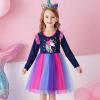 imageVIKITA Girls Dresses Winter Long Sleeve Party Birthday Tulle Dresses for 312 YearsBlue Pink