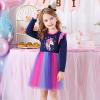 imageVIKITA Girls Dresses Winter Long Sleeve Party Birthday Tulle Dresses for 312 YearsBlue Pink
