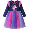 imageVIKITA Girls Dresses Winter Long Sleeve Party Birthday Tulle Dresses for 312 YearsBlue Pink