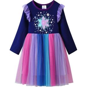 imageVIKITA Girls Dresses Winter Long Sleeve Party Birthday Tulle Dresses for 312 YearsBlue