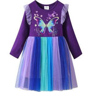 imageVIKITA Girls Dresses Winter Long Sleeve Party Birthday Tulle Dresses for 312 YearsPurple