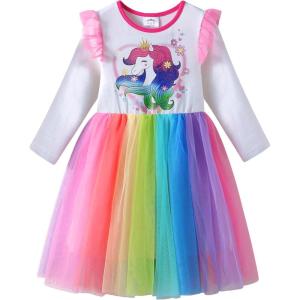 imageVIKITA Girls Dresses Winter Long Sleeve Party Birthday Tulle Dresses for 312 YearsWhite