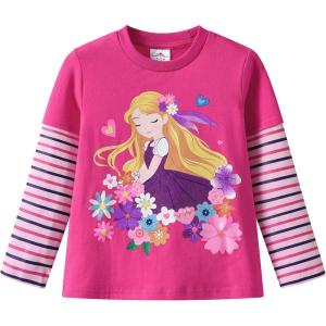 imageVIKITA Girls Long Sleeve TShirts Winter Tops for Kids 312 Years Cotton Casual Print ShirtsRose Red