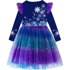 imageVIKITA Girls Dresses Winter Party Tutu Dress for 212 Years KidsGreen Blue