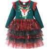 imageVIKITA Girls Dresses Winter Long Sleeve Birthday Party Tutu Dresses for Girls 312 YearsGreen Red