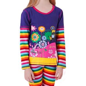 imageVIKITA Girls Long Sleeve TShirts Winter Tops for Kids 312 Years Cotton Casual Print ShirtsPink Purple