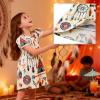 image:imageVIKITA Summer Girls Dresses Short Sleeve Casual Toddler Girl Clothes Schoold Outfits for KidsBeige