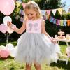 image:imageVIKITA Girls Summer Sleeveless Princess Tutu Dress for Birthday Party Wedding Flower Girl amp Celebrations Kids 310 YearsPink Gray