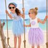 image:imageVIKITA Girls Summer Sleeveless Princess Tutu Dress for Birthday Party Wedding Flower Girl amp Celebrations Kids 310 YearsWhite Purple