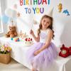 image:imageVIKITA Girls Summer Sleeveless Princess Tutu Dress for Birthday Party Wedding Flower Girl amp Celebrations Kids 310 YearsWhite Purple