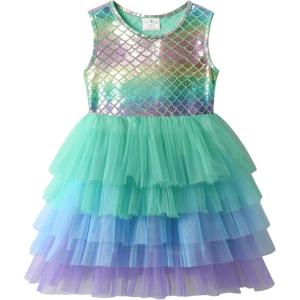 image:imageVIKITA Girls Sleeveless Princess Tutu Dress for Summer Parties amp Special Occasions for Kids 312 YearsBlue Green