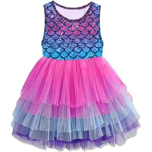image:imageVIKITA Girls Sleeveless Princess Tutu Dress for Summer Parties amp Special Occasions for Kids 312 YearsBlue Pink