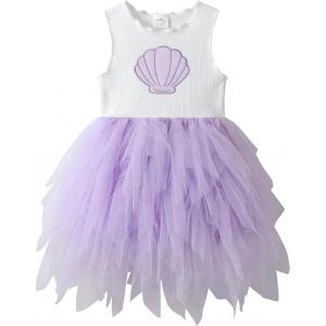 image:imageVIKITA Girls Summer Sleeveless Princess Tutu Dress for Birthday Party Wedding Flower Girl amp Celebrations Kids 310 YearsWhite Purple