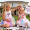 image:imageVIKITA Girls Summer Sleeveless Tutu Dress Cotton Top Colorful Tulle Skirt for Birthday Wedding Flower Girl 312 YearsPink