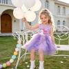 image:imageVIKITA Girls Summer Sleeveless Tutu Dress Cotton Top Colorful Tulle Skirt for Birthday Wedding Flower Girl 312 YearsPurple