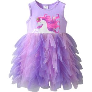 image:imageVIKITA Girls Summer Sleeveless Tutu Dress Cotton Top Colorful Tulle Skirt for Birthday Wedding Flower Girl 312 YearsPurple