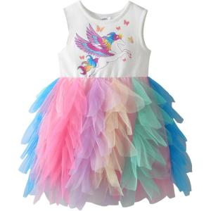 image:imageVIKITA Girls Summer Sleeveless Tutu Dress Cotton Top Colorful Tulle Skirt for Birthday Wedding Flower Girl 312 YearsWhite