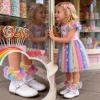 image:imageLittle Girls Rainbow Socks  3 Pairs Ruffle Lace Socks with Mesh Cotton Ankle Socks for 212 YearsColorful Lace
