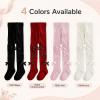image:imageVIKITA Girls Ribbed Tights with Bow  Soft Daily Knitted LeggingsWhite