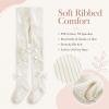 image:imageVIKITA Girls Ribbed Tights with Bow  Soft Daily Knitted LeggingsWhite