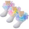 image:imageLittle Girls Rainbow Socks  3 Pairs Ruffle Lace Socks with Mesh Cotton Ankle Socks for 212 YearsColorful Lace