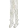 image:imageVIKITA Girls Ribbed Tights with Bow  Soft Daily Knitted LeggingsWhite
