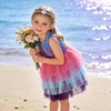 image:imageVIKITA Girls Tutu Dress Sleeveless Birthday Party Outfit for Girls 312 Years Summer Layered Tulle DressBlue Pink