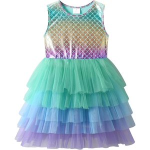 image:imageVIKITA Girls Tutu Dress Sleeveless Birthday Party Outfit for Girls 312 Years Summer Layered Tulle DressBlue Green