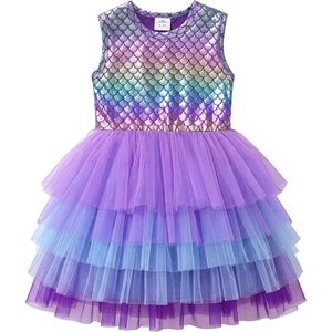 image:imageVIKITA Girls Tutu Dress Sleeveless Birthday Party Outfit for Girls 312 Years Summer Layered Tulle DressBlue Purple