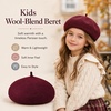 image:imageVIKITA Girls Winter Beret Hat  Toddler Soft Warm Wool ArtistCap for Kid Ages 28 Fall Winter Outfit AccessoryBurgundy