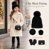 image:imageVIKITA Kid Girls Beanie Hat  Winter Toddler Pom Pom Cable Knit Soft Warm Beanie for Little Boys amp Girls Ages 210Black