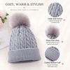 image:imageVIKITA Kid Girls Beanie Hat  Winter Toddler Pom Pom Cable Knit Soft Warm Beanie for Little Boys amp Girls Ages 210Gray