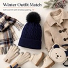 image:imageVIKITA Kid Girls Beanie Hat  Winter Toddler Pom Pom Cable Knit Soft Warm Beanie for Little Boys amp Girls Ages 210Navy
