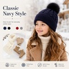 image:imageVIKITA Kid Girls Beanie Hat  Winter Toddler Pom Pom Cable Knit Soft Warm Beanie for Little Boys amp Girls Ages 210Navy
