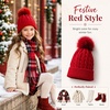 image:imageVIKITA Kid Girls Beanie Hat  Winter Toddler Pom Pom Cable Knit Soft Warm Beanie for Little Boys amp Girls Ages 210Red