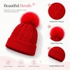 image:imageVIKITA Kid Girls Beanie Hat  Winter Toddler Pom Pom Cable Knit Soft Warm Beanie for Little Boys amp Girls Ages 210Red