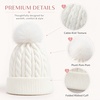 image:imageVIKITA Kid Girls Beanie Hat  Winter Toddler Pom Pom Cable Knit Soft Warm Beanie for Little Boys amp Girls Ages 210White